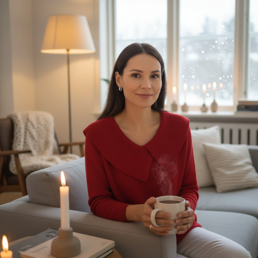 Elina™ Stickad Topp med Krage